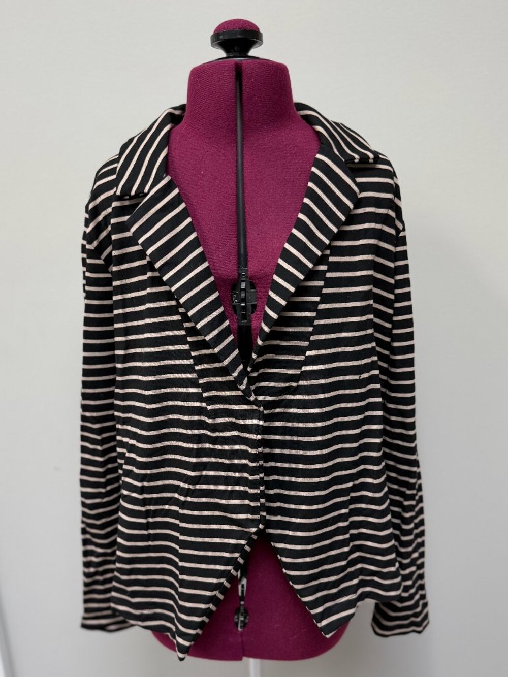 NWT Anthropologie Dolan Left Coast Collection Black & Tan Striped Knit Blazer